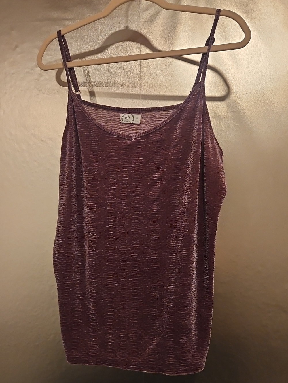 Maurices Dusty Rose/Plum Velvet-Effect Spaghetti Strap Cami